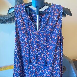 Floral Blue Sleeveless Dress